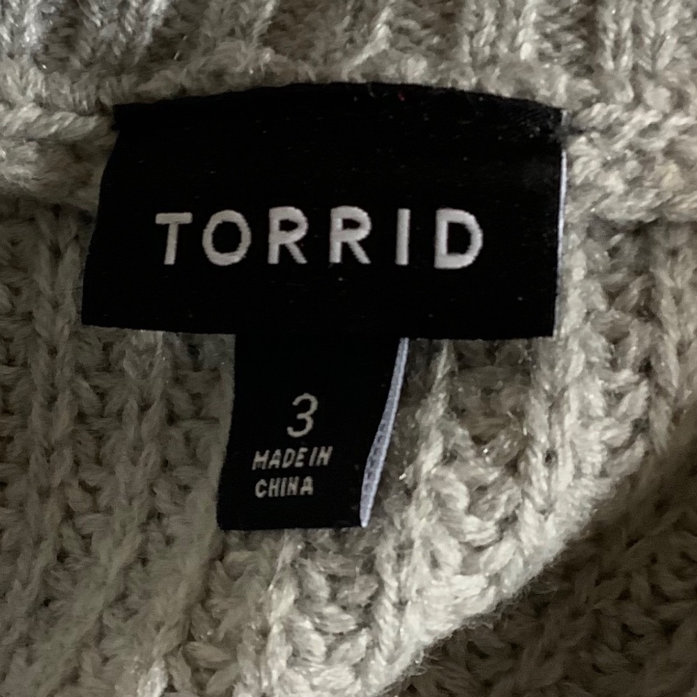 Torrid Gray Cable Knit Quarter Zip Sweater Plus Size 3 3X Funnel Neck Ribbed - Picture 6 of 16